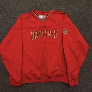 VTG Nike Team Washington Nationals Jacket Men X-Large Y2K Center Swoosh MLB